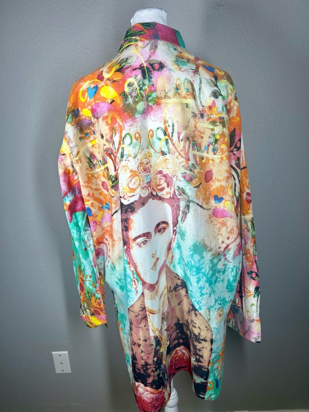 The Nu Vintage Art To Wear Art Deco Multicolored Boho Oversized Top Size M - Picture 5 of 12